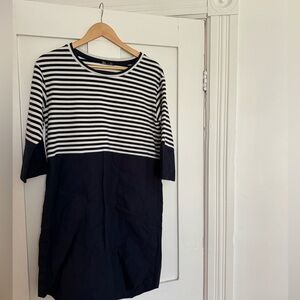 Navy blue and white striped COS dress